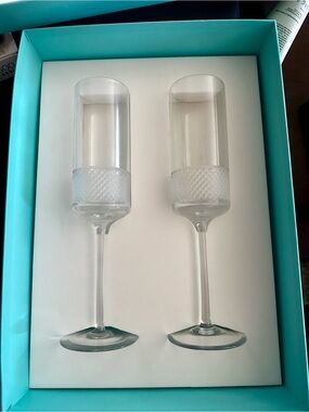 Tiffany & Co. Diamond Point Crystal Champagne Flutes